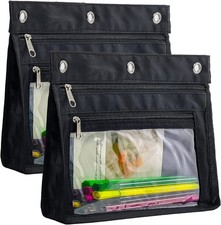1 Inch Expandable Zipper Pencil Pouches with Clear Window for 3