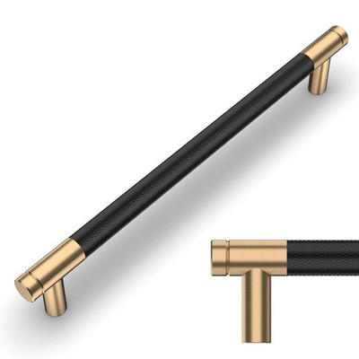 Amerdeco 10er-Pack 7,5'' 192 mm matt schwarz & champagner Bronze Schrankgriffe gerändelt