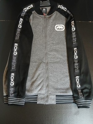 Ecko Unltd 3XLT Mens Full Zip Up Jacket Logo Design Gray Black White CA#07465