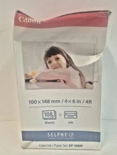 Canon KP-108IN Selphy CP 4x6" Color Ink & Paper Set 108 Sheets 3 Ink Cartridges