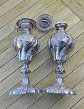 PAIR WALKER & HALL SILVER PLATED OIL LAMPS