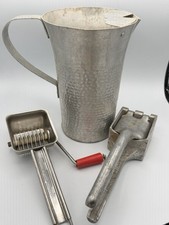 Vtg Kitchenware Lot Italy Aluminum Pitcher Ice Crusher Nut Chopper