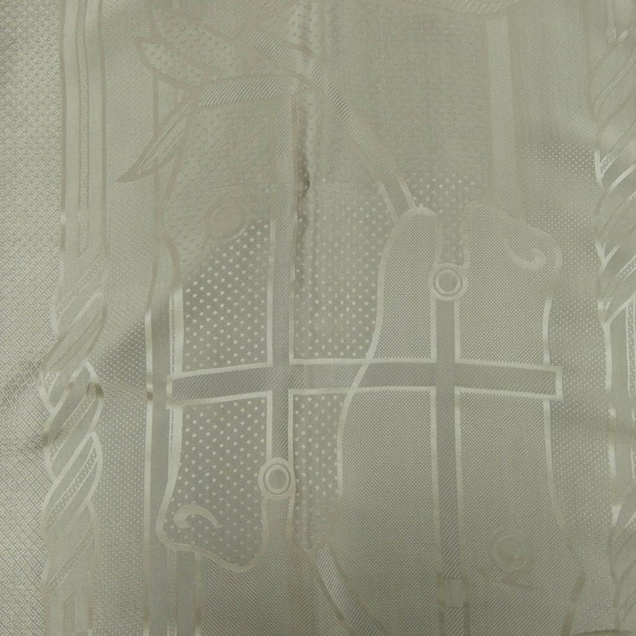 HERMES 771601S Quadrige SCARF/MUFFLER Silk 184x42 Green Rare Authentic image 4