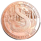 MINT 1 oz Copper Round "Chinese Year Of The Snake" .999 Fine Golden State