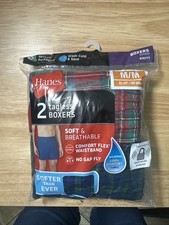 Men's Hanes Tagless Boxers 2-Pack Tartan Plaids small or medium choose your size