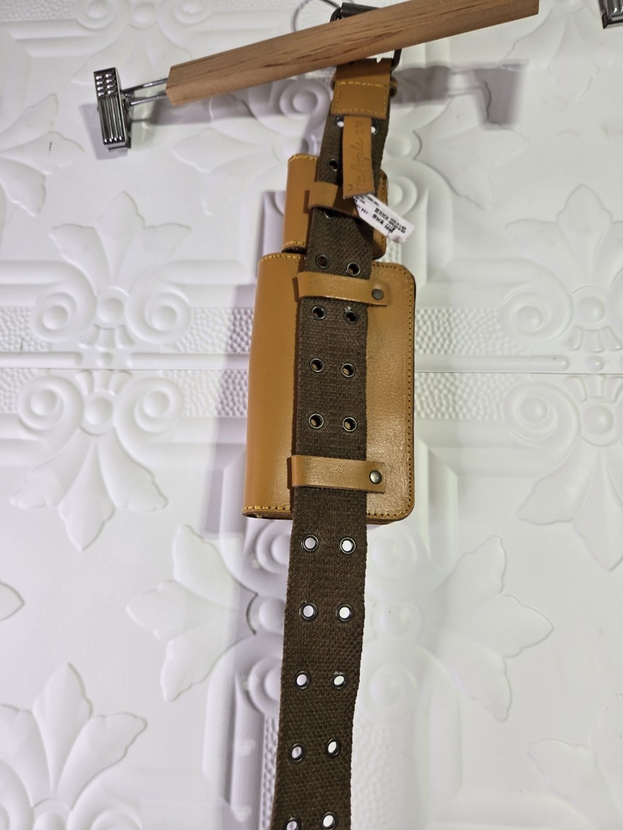 Free People Statement Leather Belt Sz S/M FREE PEOPLE BROWN Leather Canvas Size S/M Belt with 2  main image 4
