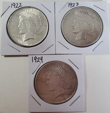 1922, 23 and 24 peace dollars
