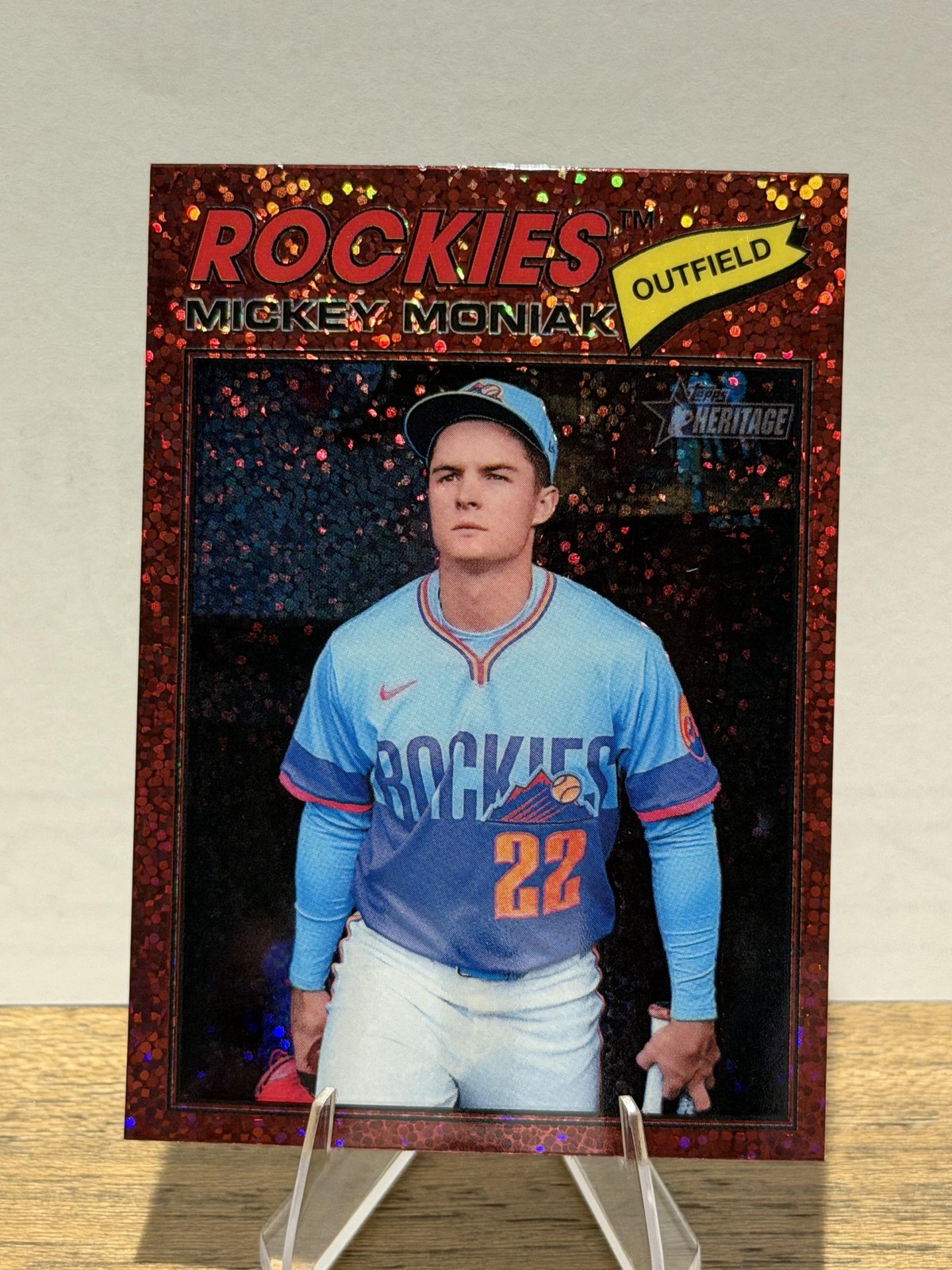 2026 Topps Heritage #400 Mickey Moniak Chrome Burgundy Sparkle Refractors
