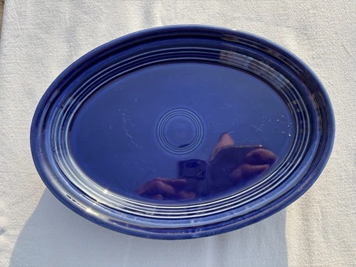 Homer Laughlin Post 86 Fiesta Cobalt Blue 9 5/8th" Oval Small Platter 2nds GUC