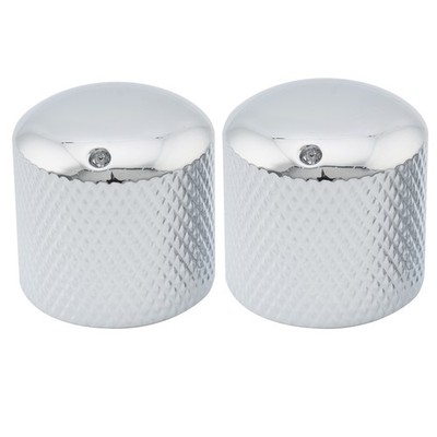 Musiclily Pro 2Pcs Chrome Metric Steel Push-on Dome Knobs For Import Guitar Bass