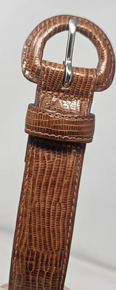 Cinturón De Colección Calvin Klein Cuero Lagarto Mujer Talla S Marrón Hipster Texturizado EE. UU. Foto 3 de 4