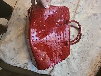 ARCADIA Rosso RED PATENT LEATHER BAG SATCHEL MADE IN ITALY