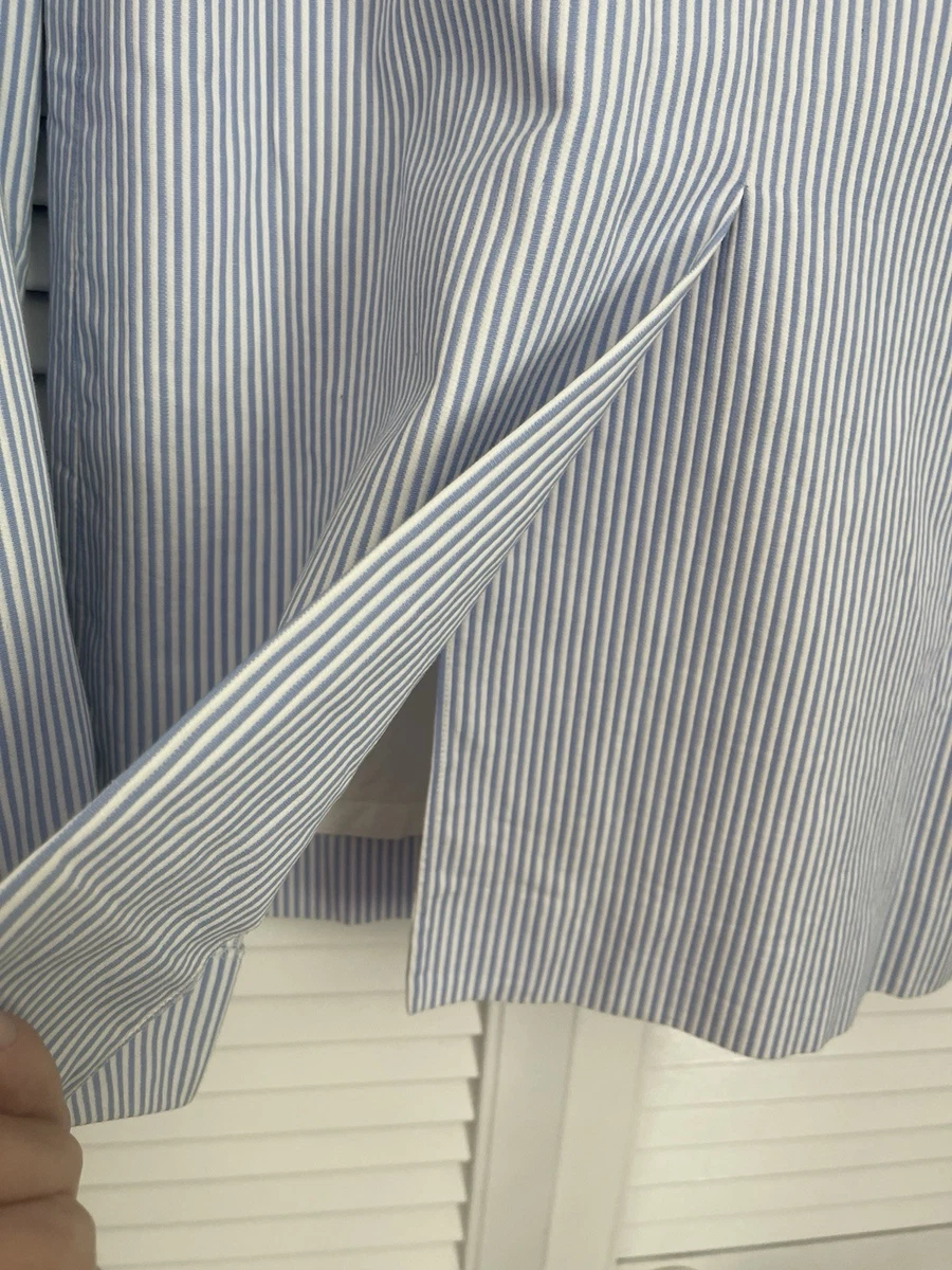 Mujer Burberry Falda Chaqueta Traje Talla 10/12 Azul Blanco Rayas Excelente Estado