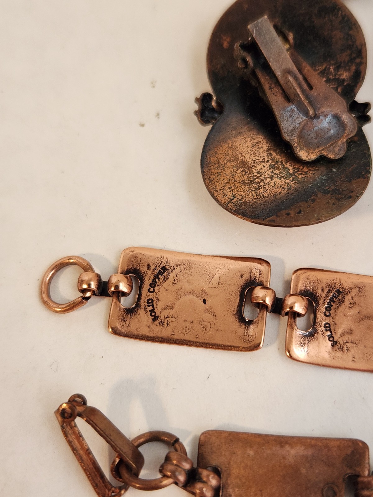 Vintage Solid Copper Bracelets Pins Earrings Copp… - image 7