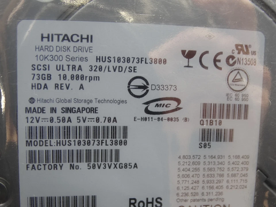 Hitachi 73GB Hard Drive SCSI Ultra 320/LVD/SE 10K RPM HUS103073FL3800 - Image 2 of 4