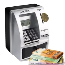 Smart ATM Savings Bank Money Safe Password Protected Cash Machine for Kids