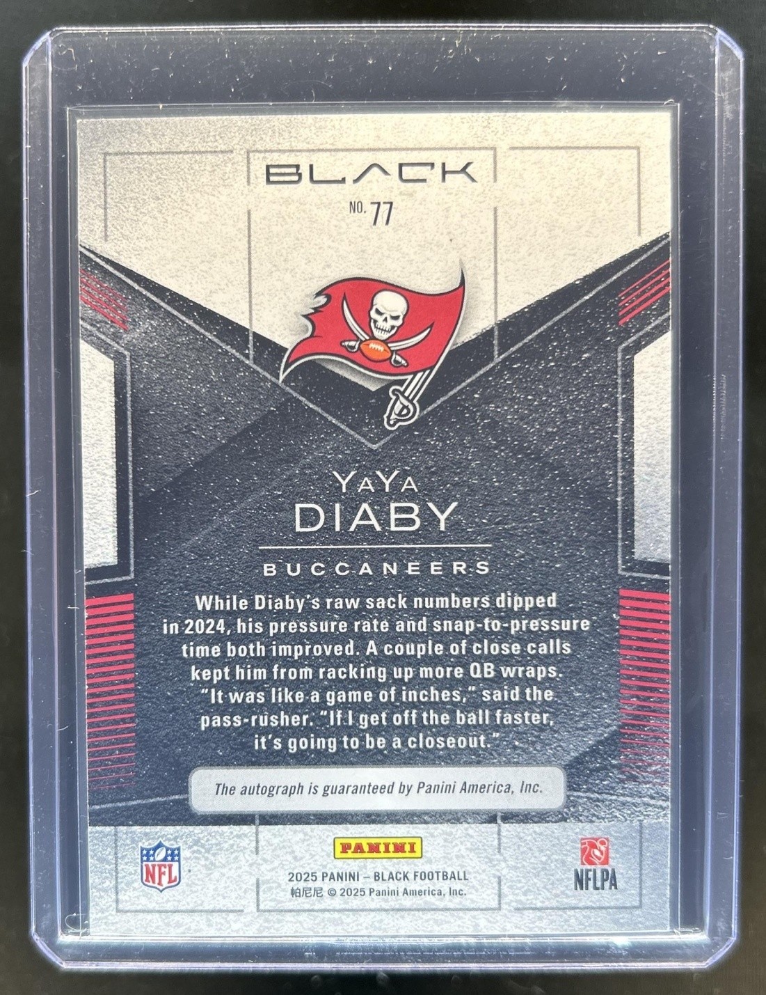 2025 Panini Black YaYa Diaby Auto Autograph Platinum #1/1 Buccaneers view 2
