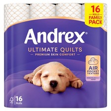 Image of Andrex Ultimate Quilts Toilet Tissue Standard 16 Rolls (Pack of 1)