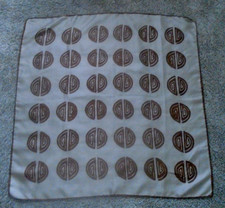 Italian Unbranded 26x26 Tan Dark Brown Geometrical Pattern Pure Silk Scarf 