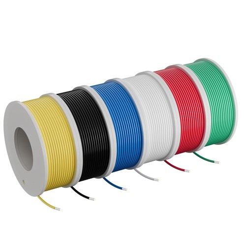 22 AWG Solid Core Hook up Wire Spool 25 Ft Each-6 Colors Flexible 22 ...