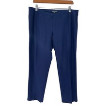 Eileen Fisher Navy Blue Ponte Knit Pull On Ankle Pants Sz L Minimalist Travel