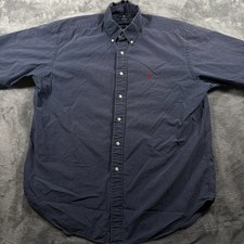 Ralph Lauren Blake Shirt Mens Large Navy Blue Cotton Short Sleeve Button Down