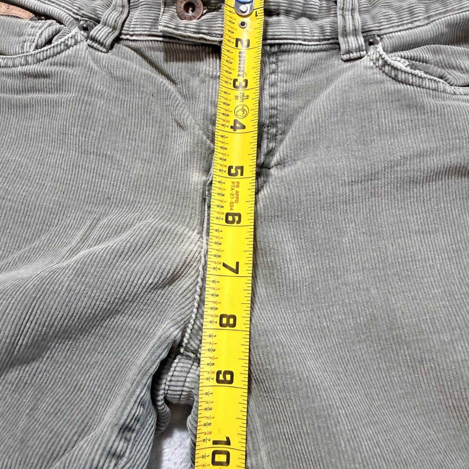 Tommy Jeans Corduroy Flare Jeans Gray Size 7 Distressed Hem Y2k Vintage thumbnail 6