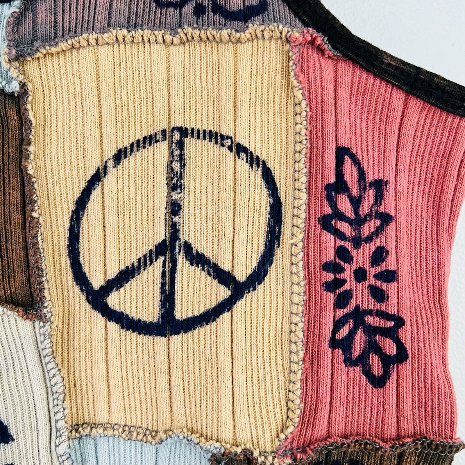 Earthbound Boho Peace Patchwork Hippy Boho Tank T… - image 7