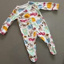Baby Girl 0-3 months F&F Colourful Animal Sleepsuit Babygrow (63 19)