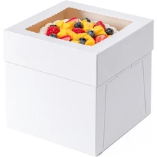 10x10x8 Inch 3 Pack Large Cake Boxes with Lids and Window, Disposable Transport