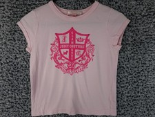 Juicy Couture Baby Girls Pink Crest Logo Graphic Tee Rhinestone Glamorous USA 10