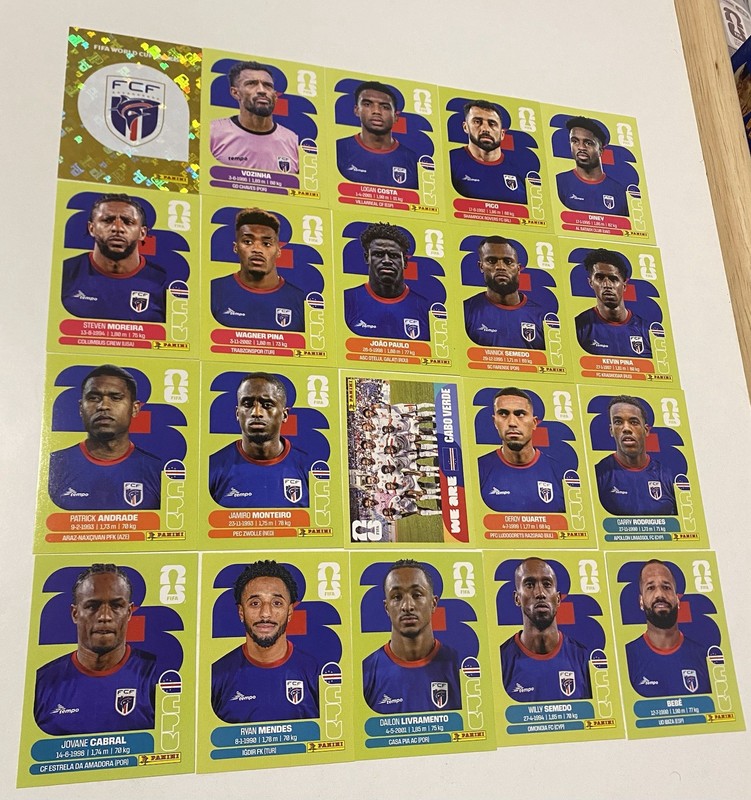20x Cape Verde Complete Swiss Edition Green 2026 World Cup Panini Vozinha United