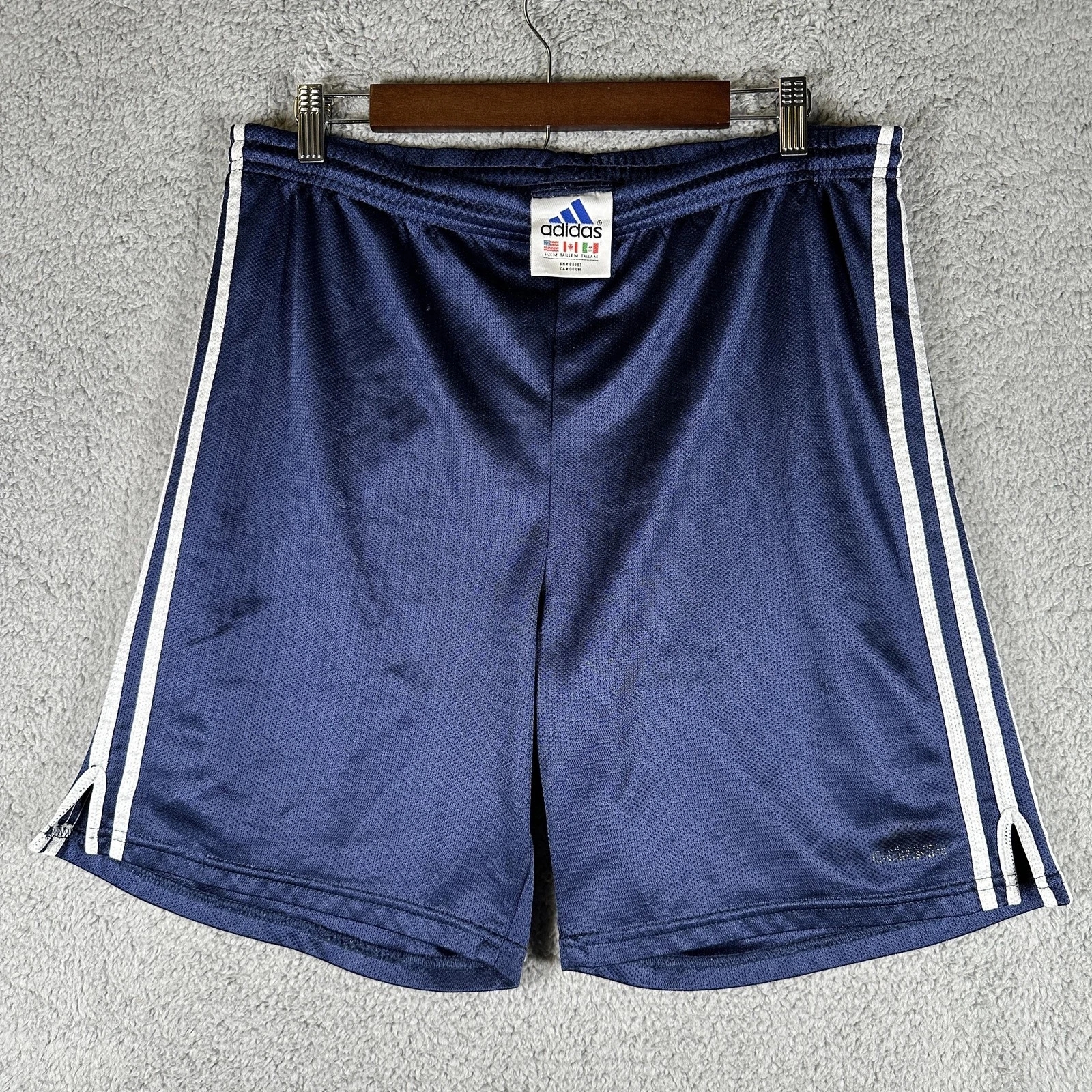 Vintage Adidas Basketball Shorts Mens Medium Navy Blue Mesh Drawstring