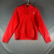 Champion Women's Hoodie Size L Scarlet Red Drawstring Cotton Blend