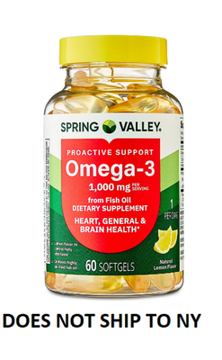 #ad Spring Valley Proactive Support Omega 3 Fish Oil 1000 mg 60 Softgels $7.88
