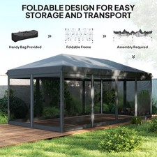 6 X 3m Large Pop Up Gazebo, Outdoor Canopy Shelter, Marquee Party Wedding Tent
