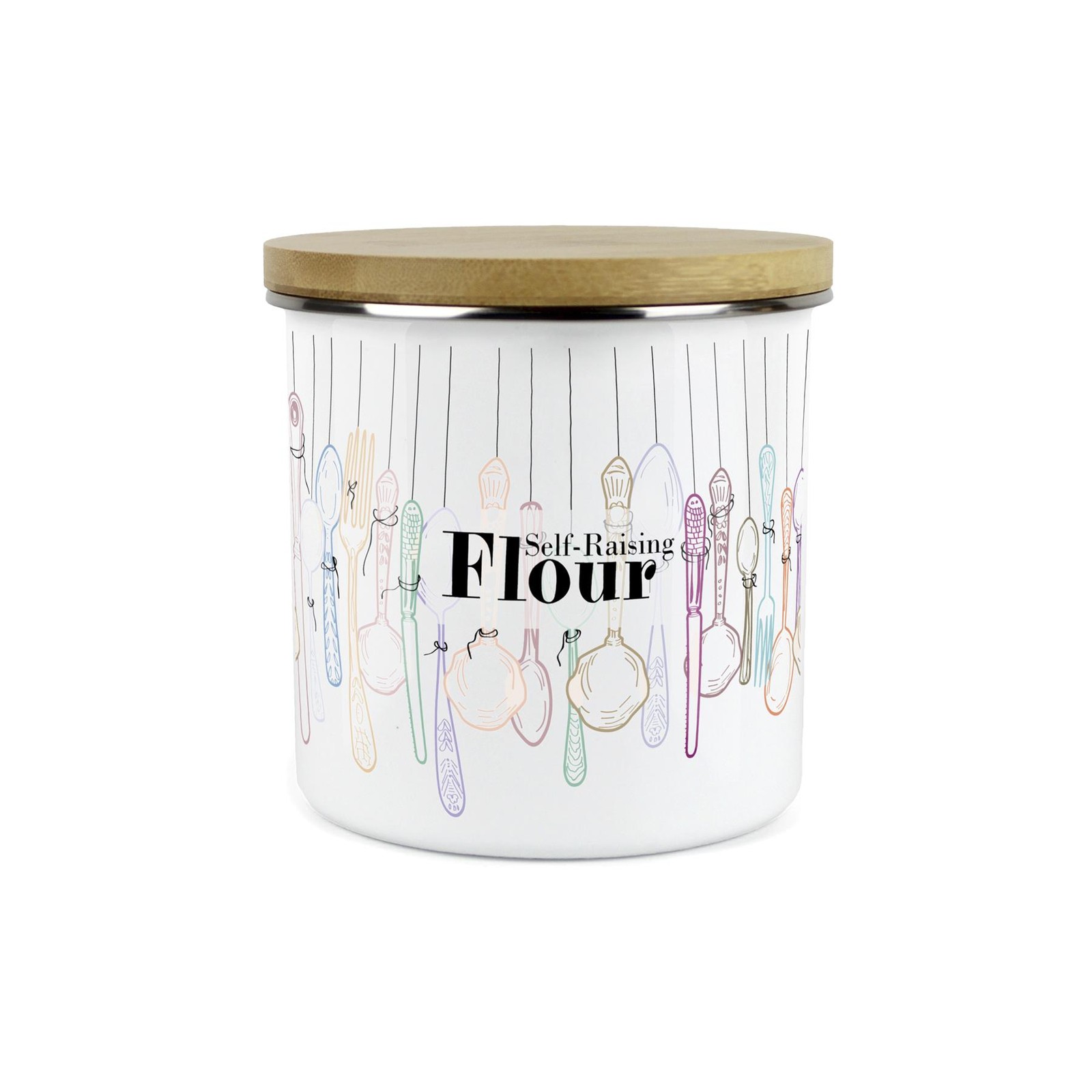 Vintage Cutlery Self-Raising Flour Storage Canister - Enamel Kitchen Container