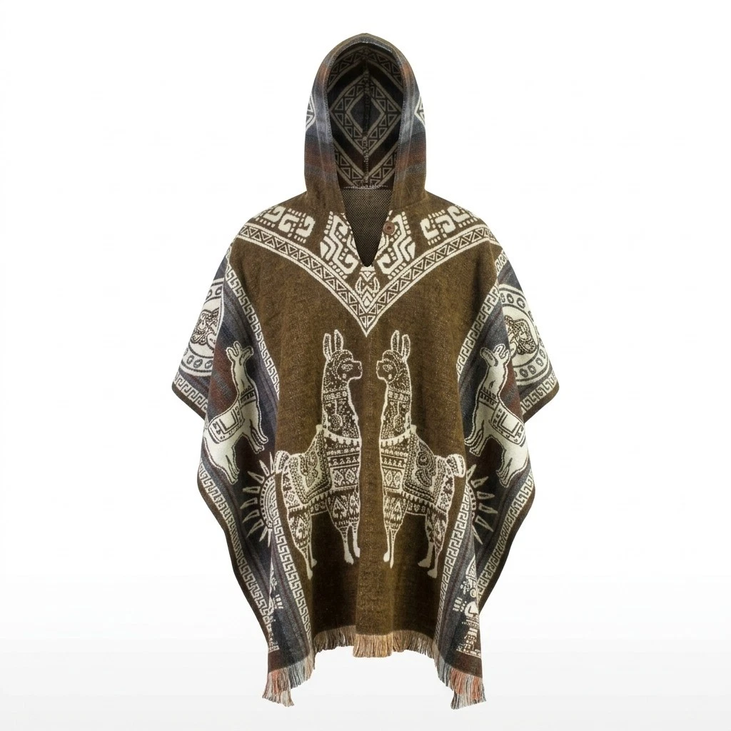 ALPACA WOOL HOODED PONCHO XL UNISEX WINTER COAT LLAMA PATTERN ANDES KNIT ECUADOR
Opens in a new wind