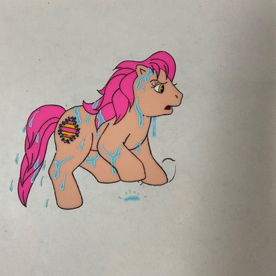 Vintage 80s Pony Animation Production Cel 12 in x 10 in Hand Painted