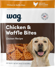 Amazon Brand - Wag Dog Treats, Chicken and Waffle Bites, 24 Oz Resealable Pack o