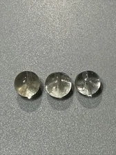 (3) Antique Victorian 7/16” Round Tunnel Shank Clear Glass Buttons Handmade -X9