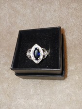 Size 7 Rhodium Over Sterling Ring Made With Lab-Created Blue Sapphire  642 