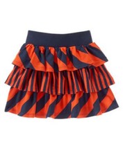 Gymboree Prep Perfect Orange Tiered Striped Ruffle Knit Skirt Girls 7 NEW NWT