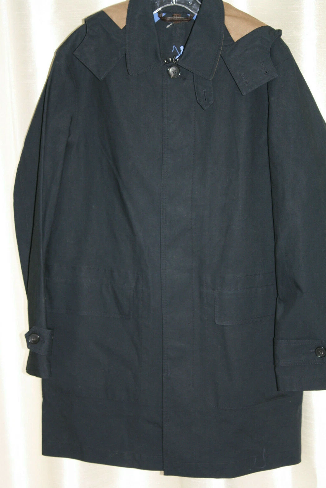 Autentico Coach Uomo Mac Impermeabile con Cappuccio Impermeabile Navy S M 82397 Nuovo senza etichette