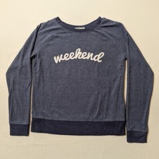 Grayson Threads Weekend Pullover Lounge Sweatshirt SMALL Heather Blue Graphic