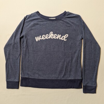 Grayson Threads Weekend Pullover Lounge Sweatshirt SMALL Heather Blue Graphic
