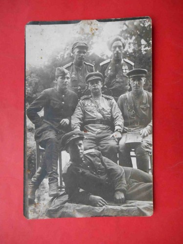 USSR 1945 Soviet officers with early awards. Real photo