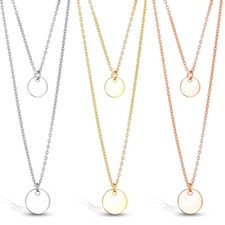 Acciaio Inox Collana da Donna Doppelkette Con Rotondirotondo Piastrine Coin HK43