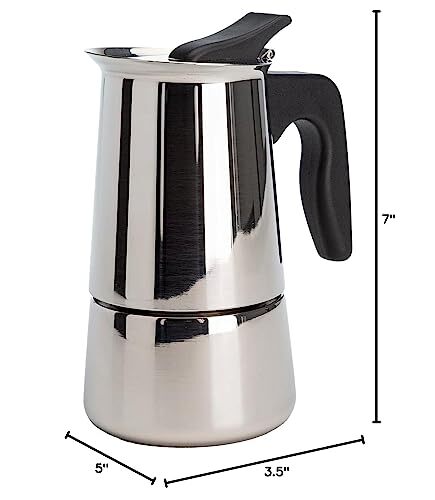 Primula Stainless Steel Stovetop Espresso Coffee Maker, 4-Cup, 3.5"D x 5"W x ...