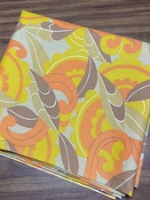 Vintage Retro Groovy Orange Brown Yellow Abstract Fabric 1 YD 35x37” Cotton